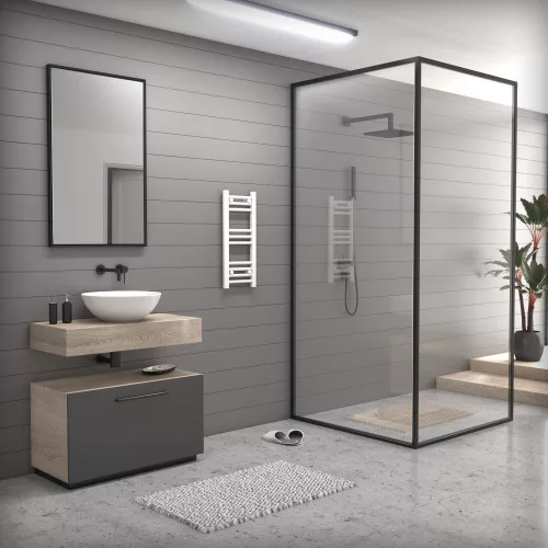 Törölközőszárító radiátor elektromos fűtőpatronnal 30 x 70 cm - Nero Italia AF13-200W (fehér)