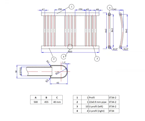 Törölközőszárító radiátor elektromos fűtőpatronnal 75 x 80 cm - Nero Italia C-400W (fekete)