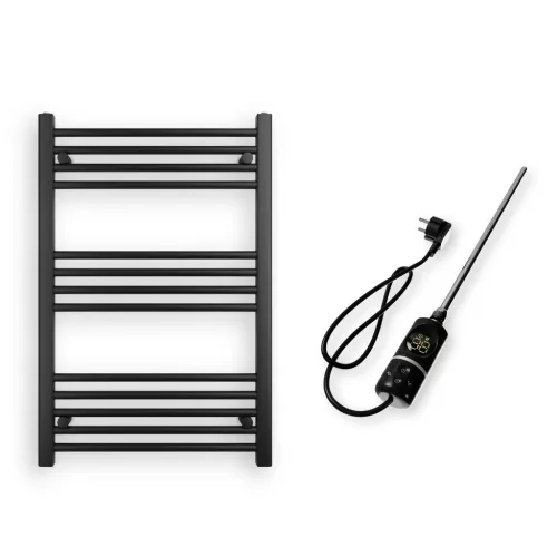 Törölközőszárító radiátor elektromos fűtőpatronnal 60 x 90 cm - Nero Italia C-400W (fekete)