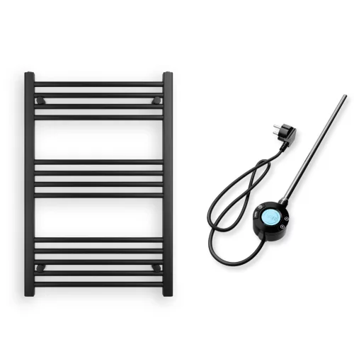 Törölközőszárító radiátor elektromos fűtőpatronnal 60 x 90 cm - Nero Italia S-400W (fekete)