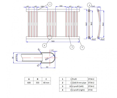 Törölközőszárító radiátor - 60x90 cm