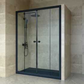   Welland DD-140 elhúzható zuhanyajtó - 140 cm - fekete profil