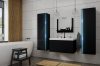 Fürdőszoba bútor szett mosdóval és faliszekrényekkel - fekete szín - 80 cm