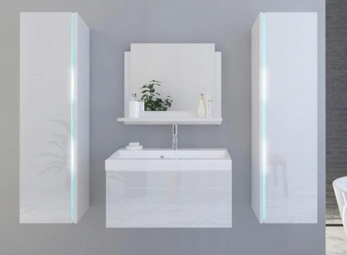 Fürdőszoba bútor szett kerámia mosdóval falra szerelhető kivitel