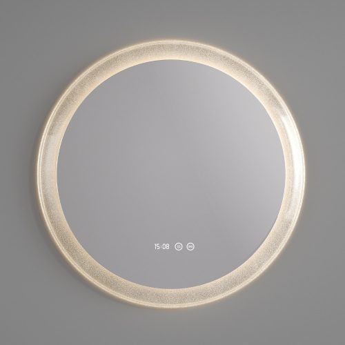 Welland Type-E33 LED tükör - LED tükör - fényerő + színhőfok állítás + páramentesítő + óra - Ø 60 cm