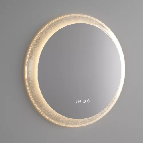 Welland Type-E33 LED tükör - LED tükör - fényerő + színhőfok állítás + páramentesítő + óra - Ø 60 cm