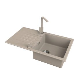   Gránit Mosogató EOS Evinion + Design csaptelep + adagoló (bézs)