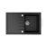 Gránit mosogató NERO Eris + Design csaptelep + dugókiemelő (matt fekete)