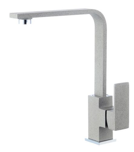 Gránit mosogató NERO Eris + Design csaptelep + adagoló + dugókiemelő (szürke)