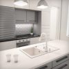 Gránit mosogató NERO Eris + Design csaptelep + dugókiemelő (fehér)