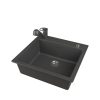 Gránit mosogató EOS Como + Kihúzható zuhanyfejes Shower csaptelep + dugókiemelő + szifon (fekete)