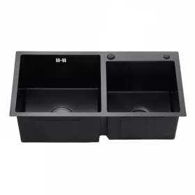 Acél mosogatótálca Nero Italia 78 x 43 cm + szárítókosár + szifon - fekete