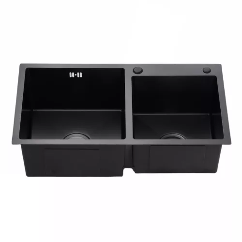 Acél mosogatótálca Nero Italia 78 x 43 cm + szárítókosár + szifon - fekete