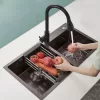 Acél mosogatótálca Nero Italia 78 x 43 cm + szárítókosár + szifon - fekete