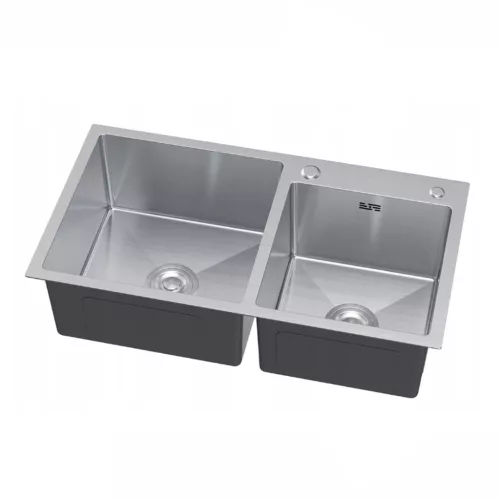 Acél mosogatótálca Nero Italia 78 x 43 cm + szárítókosár + szifon (inox)