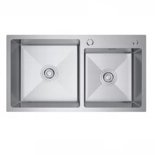 Acél mosogatótálca Nero Italia 78 x 43 cm + szárítókosár + szifon (inox)