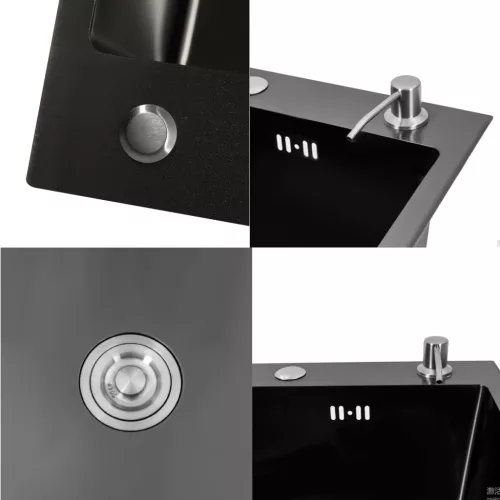 Acél mosogatótálca Nero Italia HS5040 + szárítókosár + szifon (fekete)