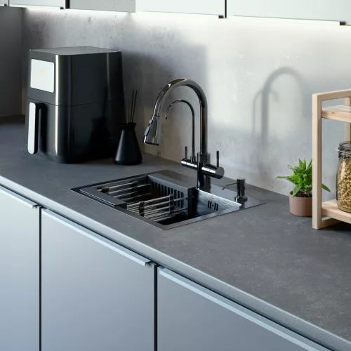 Acél mosogatótálca Nero Italia HS5040 + szárítókosár + szifon