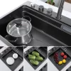 Acél mosogatótálca szett csapteleppel + vízesés modul + pohármosó - 75 x 46 cm