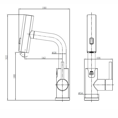 Welland FH-3181E mosogató smart csaptelep (fekete)