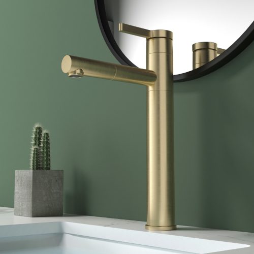 Welland FH-3366 kihúzható fejes mosdó csaptelep (arany)