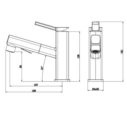 Welland FH-4400 kihúzható fejes mosdó csaptelep - vízhőfok kijelző (fekete)