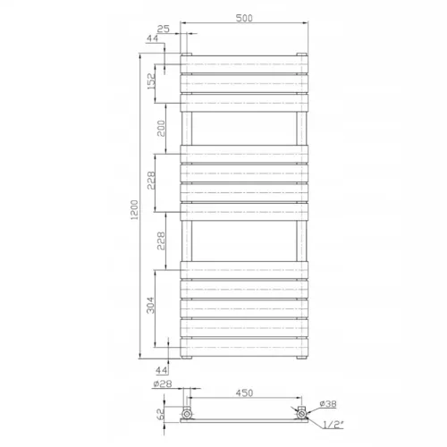 Design radiátor NERO Italia FR01005 - 50 x 120 cm (fekete)