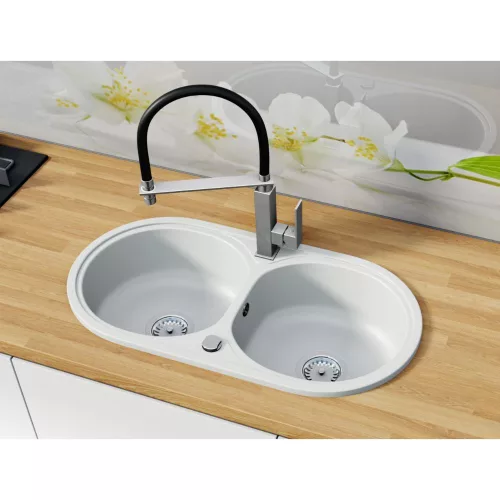 NERO G770-40BI Gránit Mosogató + dugóemelő (fehér)