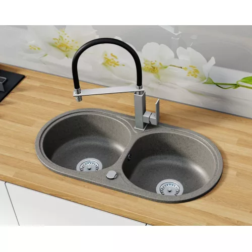 NERO G770-40SZ Gránit Mosogató + Szifonkészlet (szemcsés szürke)