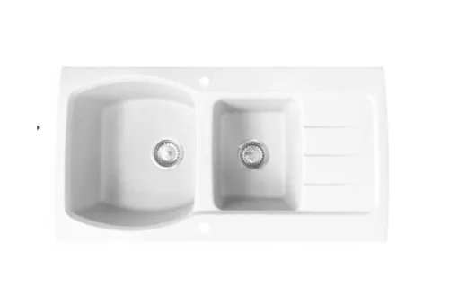 Nero Master Gránit Mosogató + Design Csaptelep + Dugóemelő + Design Adagoló (fehér)