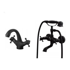   Gamma Retro CZ1-C 3in1 mosdó csaptelep + kádtöltő csaptelep + zuhanyrózsa - fekete