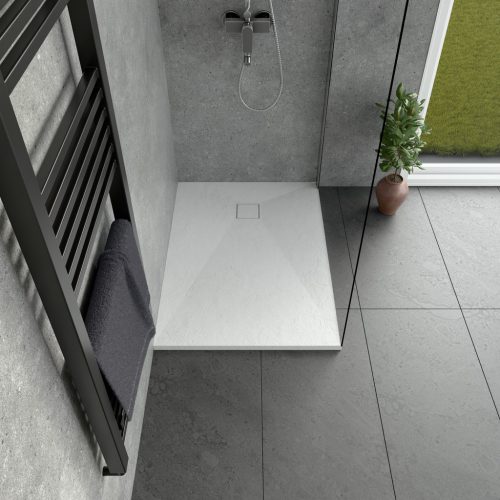 Kőhatású zuhanytálca - 70 x 90 cm - fehér