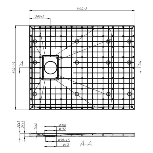 Kőhatású zuhanytálca - 80 x 100 cm