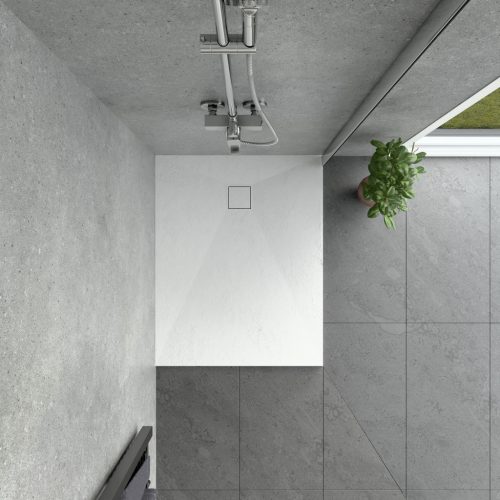 Kőhatású zuhanytálca - 80 x 100 cm - fehér