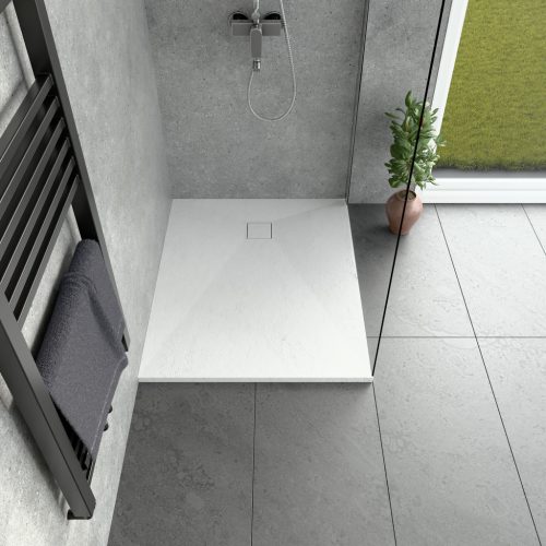 Kőhatású zuhanytálca - 80 x 100 cm - fehér