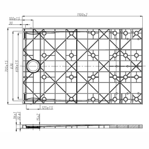 Kőhatású zuhanytálca - 70 x 110 cm - fehér