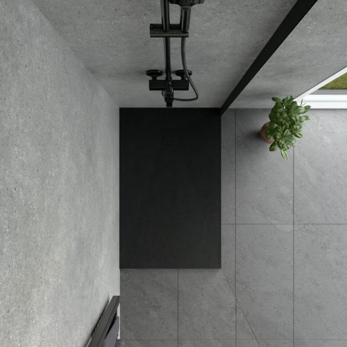 Welland kőhatású zuhanytálca szifonnal 70 x 110 cm - fekete (GT-11070SS)