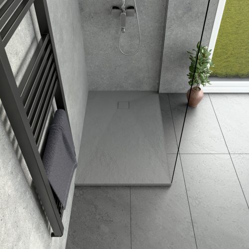 Welland kőhatású zuhanytálca szifonnal 70 x 110 cm - szürke (GT-11070SS)