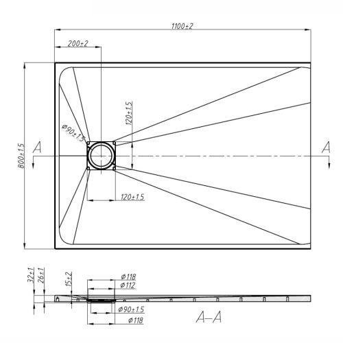 Welland Slim kőhatású zuhanytálca