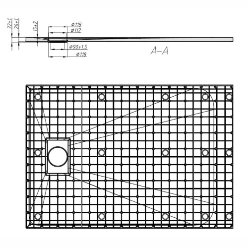 Kőhatású zuhanytálca - 90 x 130 cm - szürke