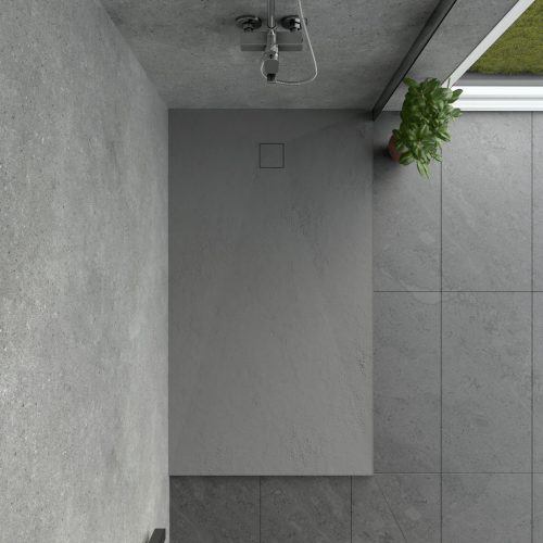 Kőhatású zuhanytálca - 90 x 160 cm - szürke