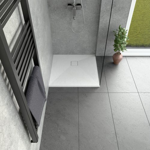 Welland kőhatású zuhanytálca szifonnal 70 x 70 cm - fehér (GT-7070SS)