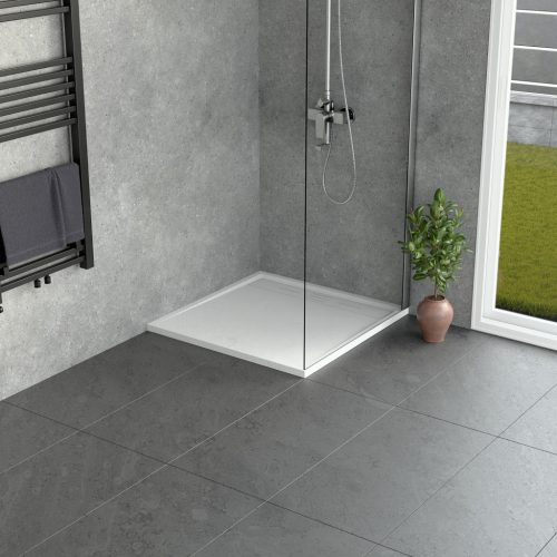 Kőhatású zuhanytálca - 90 x 90 cm - fehér