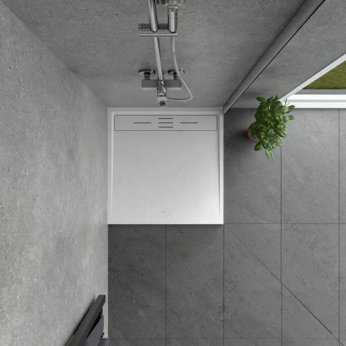 Kőhatású zuhanytálca - 90 x 90 cm - fehér