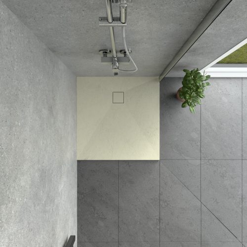 Kőhatású zuhanytálca - 80 x 80 cm - bézs