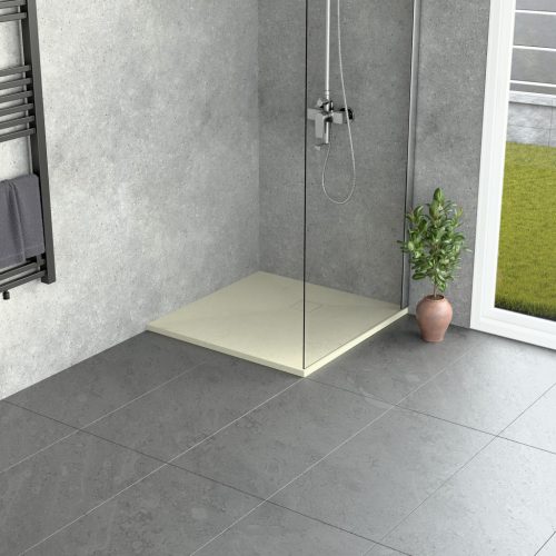 Kőhatású zuhanytálca - 80 x 80 cm - bézs