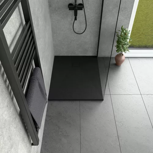Kőhatású zuhanytálca - 70 x 90 cm - fekete