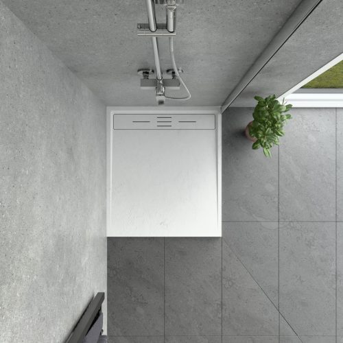 Kőhatású zuhanytálca - 80 x 90 cm - fehér