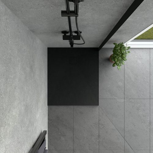 Kőhatású zuhanytálca - 80 x 90 cm - fekete