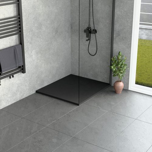 Kőhatású zuhanytálca - 80 x 90 cm - fekete